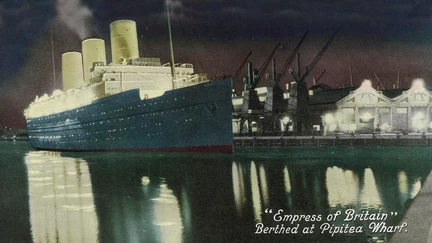 'Empress of Britain' berthed at Pipitea Wharf