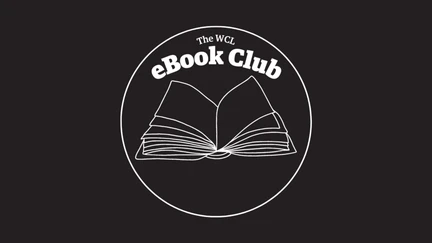 Logo showing an open book on a black background