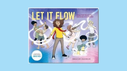 Book cover for Let it Flow: Healthy ways to release emotions" by Rebekah Lipp, on a light blue background.