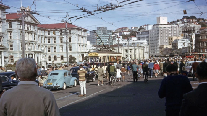 Crowds gather around to farewell New Zealand's last tram.