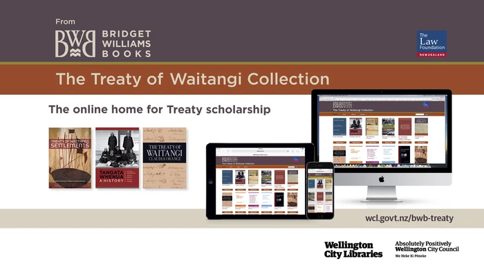 BWB - The home of treaty scholarship. Shows the BWB website on a computer, with some featured book covers.