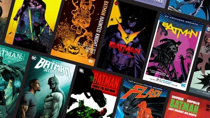 comic covers on a black background