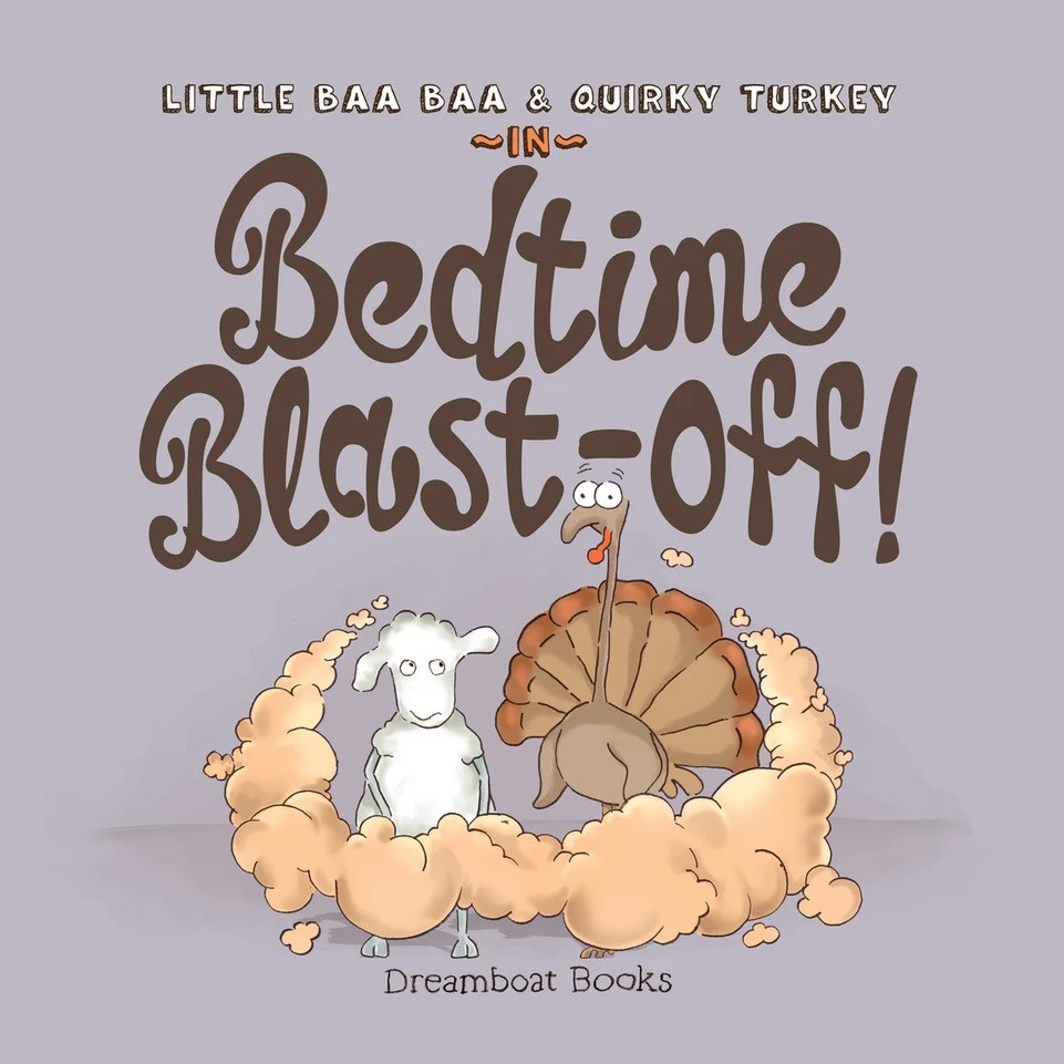 Placeholder cover image of Bedtime Blast-off, displaying the book title and author on an orange background