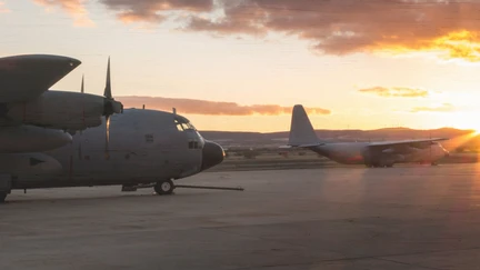 Hercules aircraft on the runway