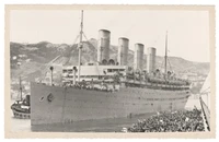 S.S Aquitania in Wellington Harbour, c1940.