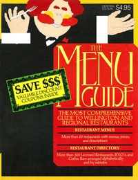 Cover reads: "The Menu Guide: The most comprehensive guide to Wellington and regional restaurants"