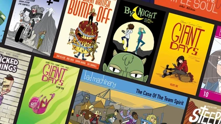 Grid showing a collection of comic covers.